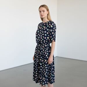 Vintage TALBOTS Abstract Print Midi Dress - Size 12